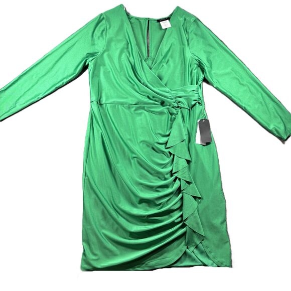 B Darlin Women Ruffled Bodycon Mini Dress NWT New Preppy Sexy Green 16W J103 - Picture 1 of 10